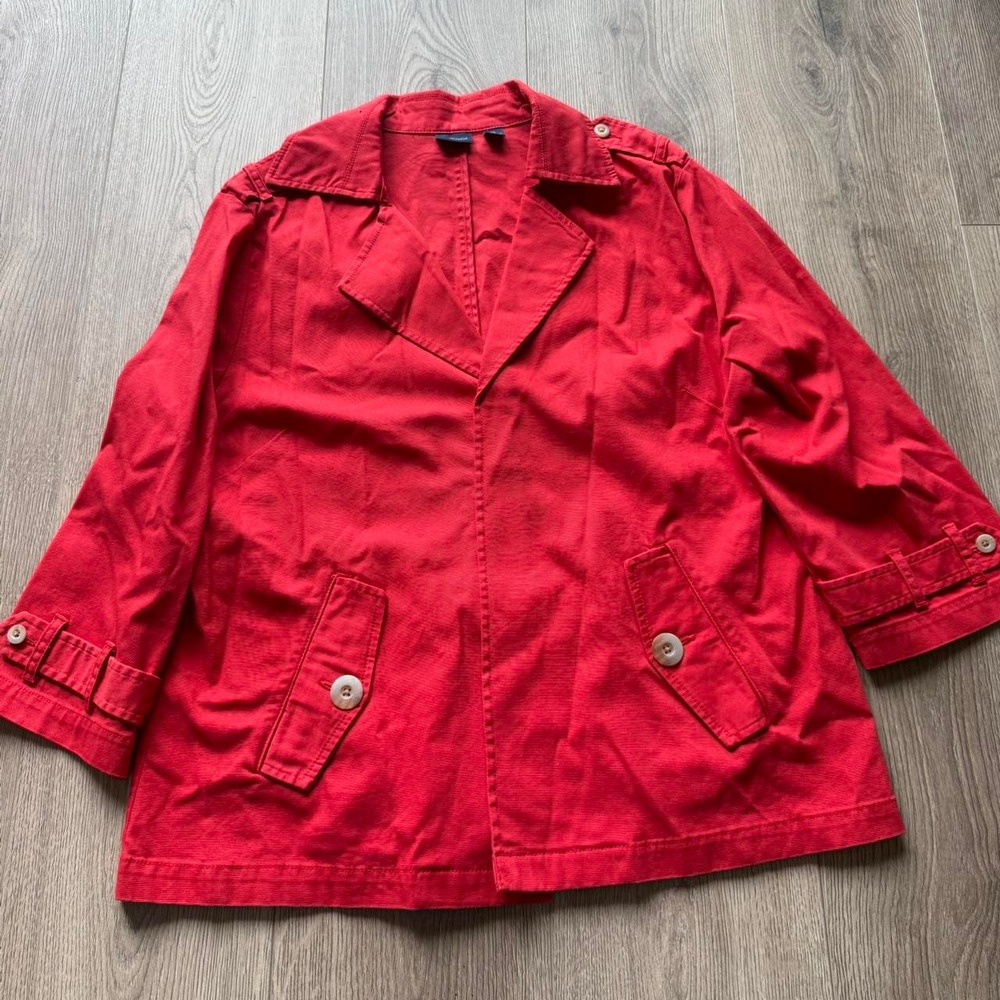 Westbound Red Utility Jacket Women's XL Lightweight Cotton Button Pocket Coat